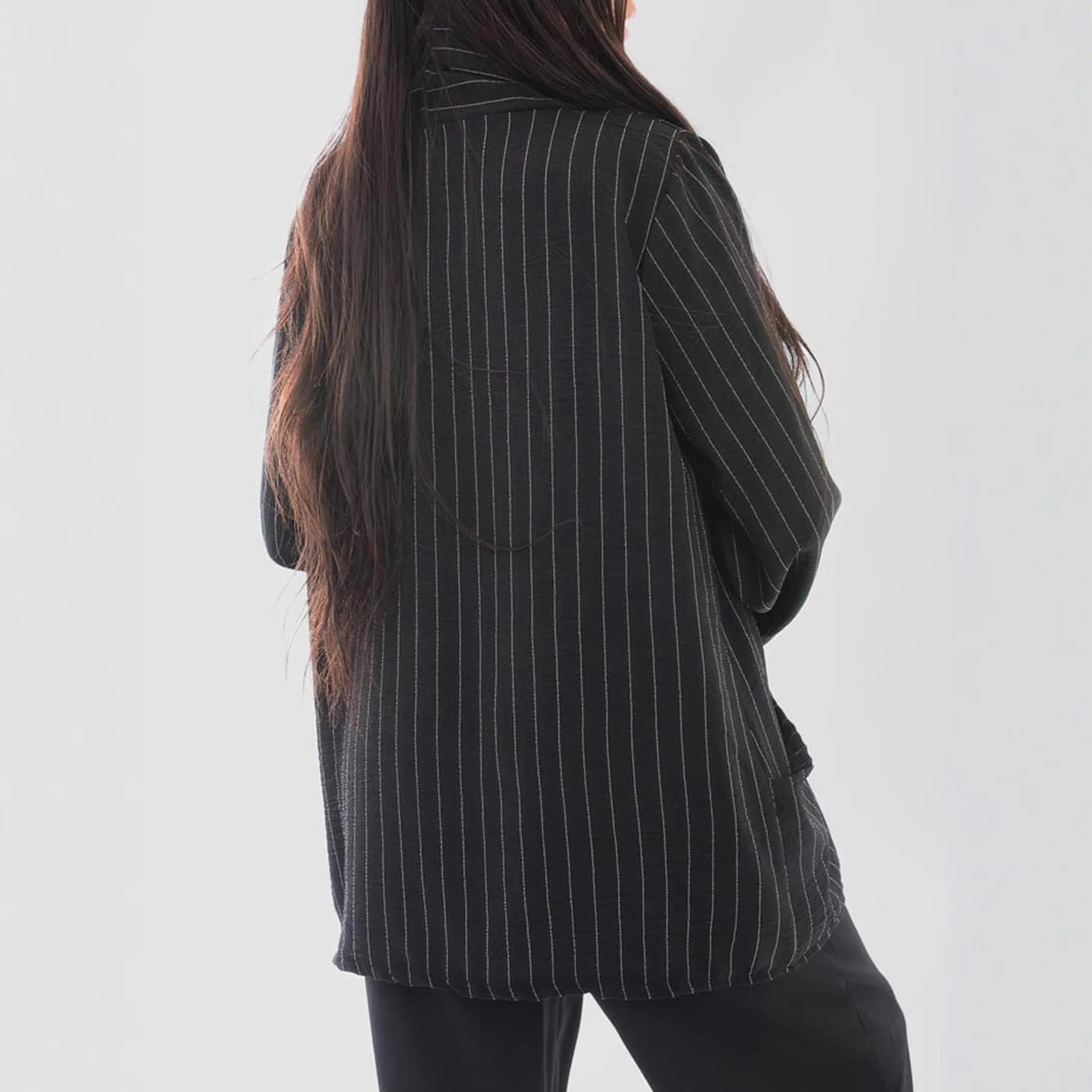 2026 Women's New Vertical Stripe Pocket Top Shirt Design Shirt