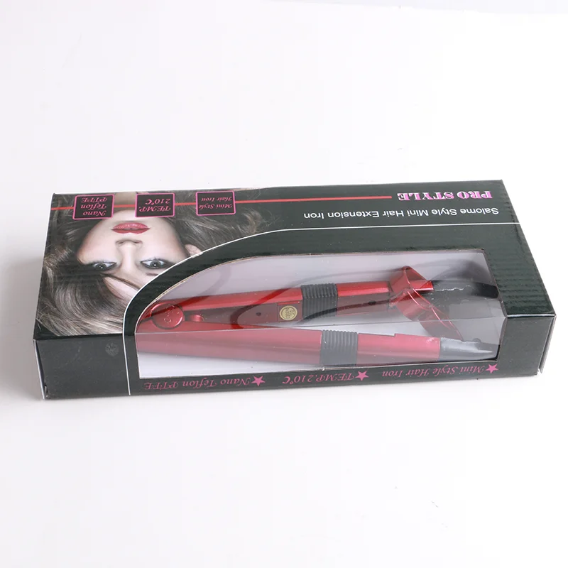 1pc Mini Hair Extension Iron Euro/US Plug Pro Salon Style Adjust-temp Heat Hair Connector Keratin Melt Tools Red Color