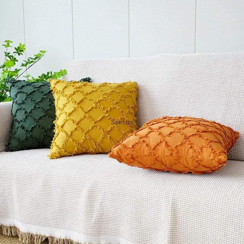القطن والكتان الوسائد غطاء غرفة المعيشة غرفة نوم أريكة الديكور وسادة تغطي الماس شعرية الإبداع Fundas دي Cojines #3