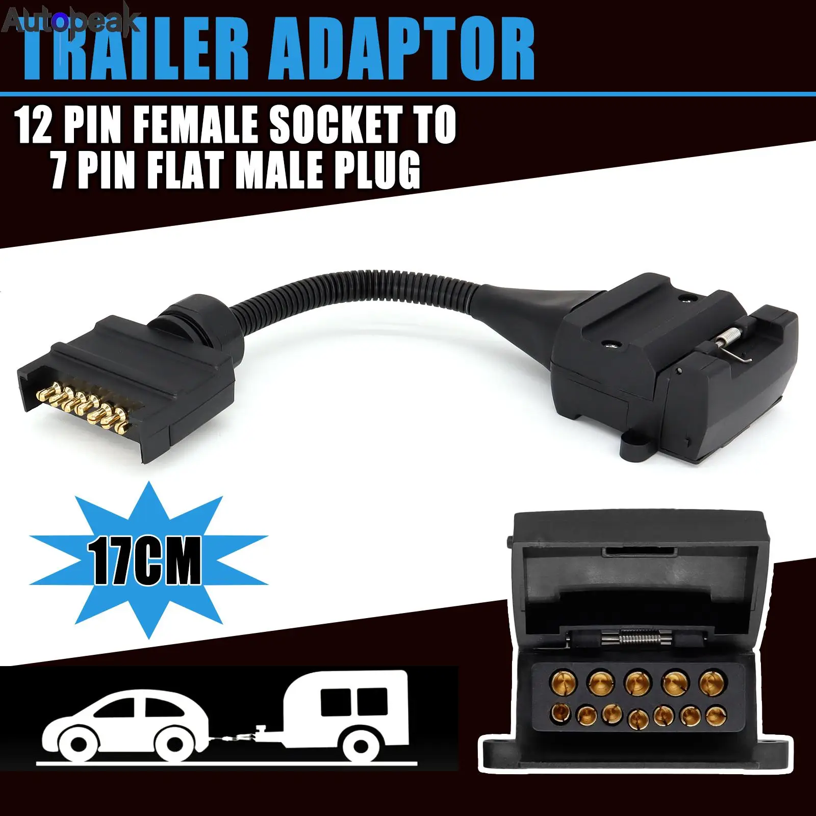 12 Pin Socket To 7 Pin Flat Plug Female to Male Trailer Adaptor Caravan Connector Car Accessories Extended Wiring Power Sockets