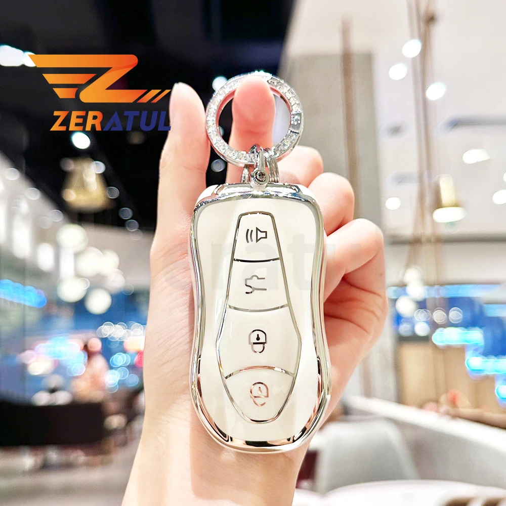 4 زر بولي TPU سيارة قذيفة فوب حافظة مفاتيح حامي بدون مفتاح لجيلي جديد Emgrand GS X6 SUV EC7 Boyue PRO Azkarra FY11 Atlas Pro