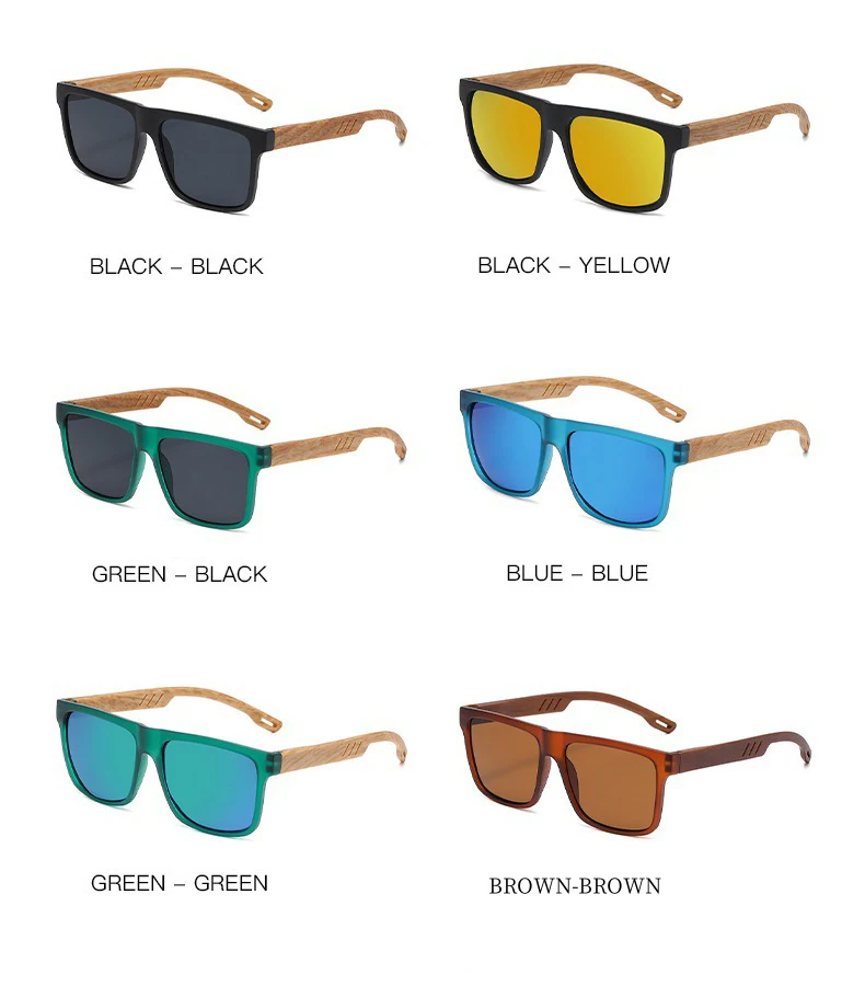 Vintage Holzmaserung Sonnenbrille für Männer und Frauen Klassische Leichte Eckige Sonnenbrillen Modische Tägliche Dekorative Brillen UV400-Schutz – Detail 5