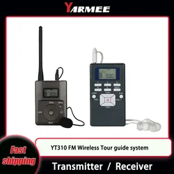 YARMEE FM Wireless Audio Tour Guide System Transmitter Receiver With Microphone Earphone For Travelling Translation Church