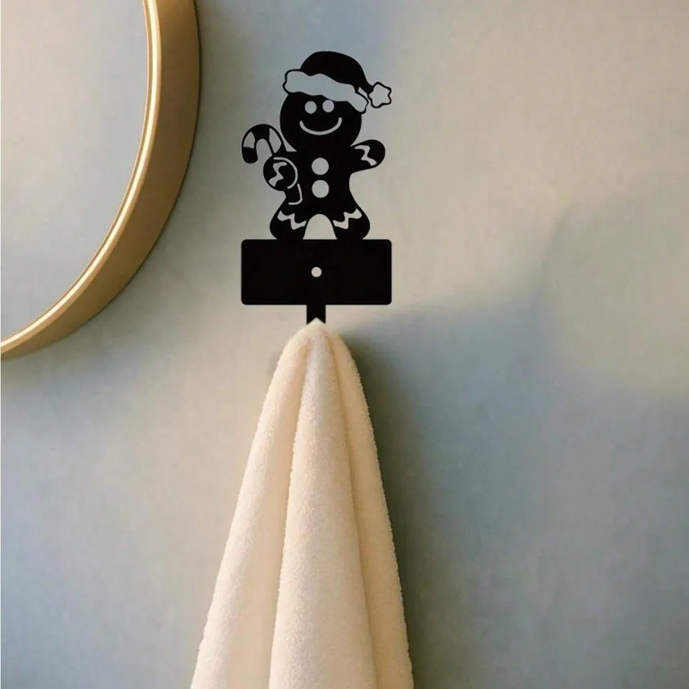 Gantungan Kunci Manusia Roti Jahe yang Menggemaskan - Gantungan Dinding 5-Kait dengan Cincin Handuk, Penata Ruang Masuk dan Lorong