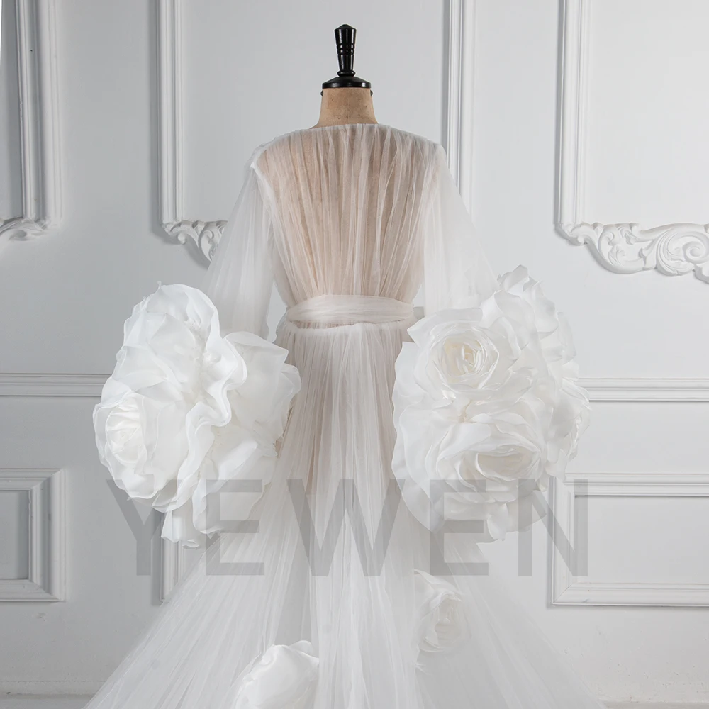 Abiti da sposa trasparenti rosa 3D di lusso 2025 Abito da sposa Abiti eleganti Abiti lunghi con strascico Abiti per occasioni su misura per servizio fotografico YW250059