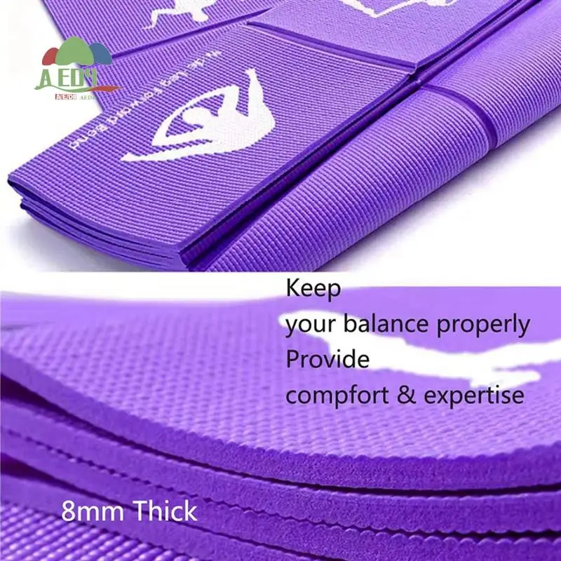 

AED4-PVC Foldable Yoga Mat Exercise Mat Thickened Non-Slip Folding Gym Fitness Mat Pilates Supplies Floor Game Mat, Purple Durab