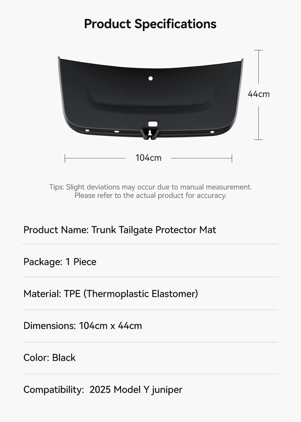 YZ für Tesla Model Y Juniper 2026 Kofferraum-Schutzmatte TPE Anti-Schmutz Wasserdichte Rückwand-Schutzauflage – Detail 11