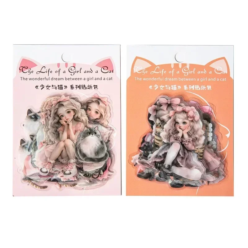 50 sztuk naklejek PET w stylu \"Meow 2\" z serii \"Kotki dla dziewcząt\", dodające felinię zabawności do ręcznie robionych dekoracji dzienników.