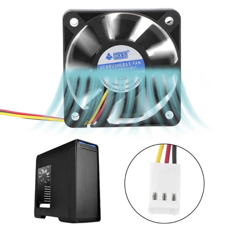 50mm Silent Cooling Fan for DC 12V 3Pin 5010 for DC Brushless Quiet for 3D Printer PC Computer for Case Fan