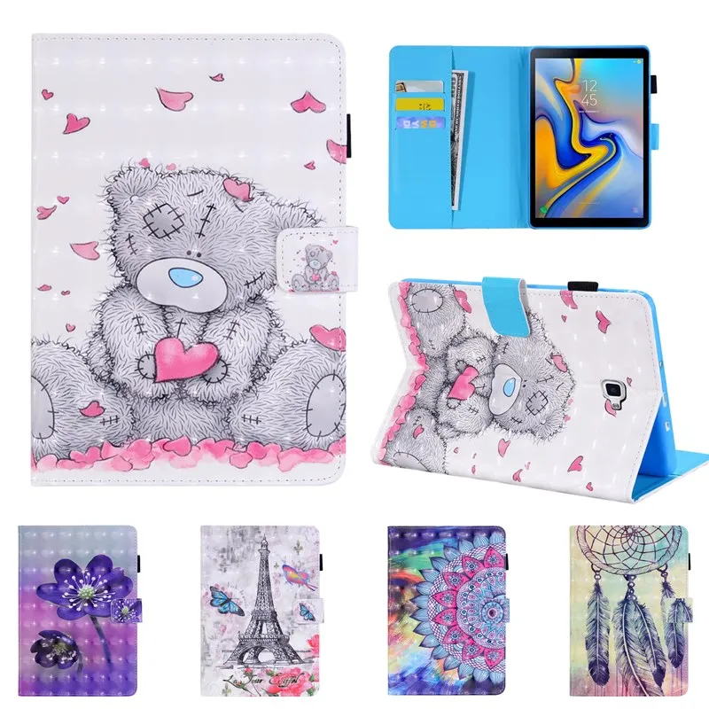 3D блестящий чехол для Samsung Galaxy Tab A 10.1 2016 T580 T585 с подставкой из искусственной кожи, флип-чехол Funda Capa для Samsung Tab A6 10.1