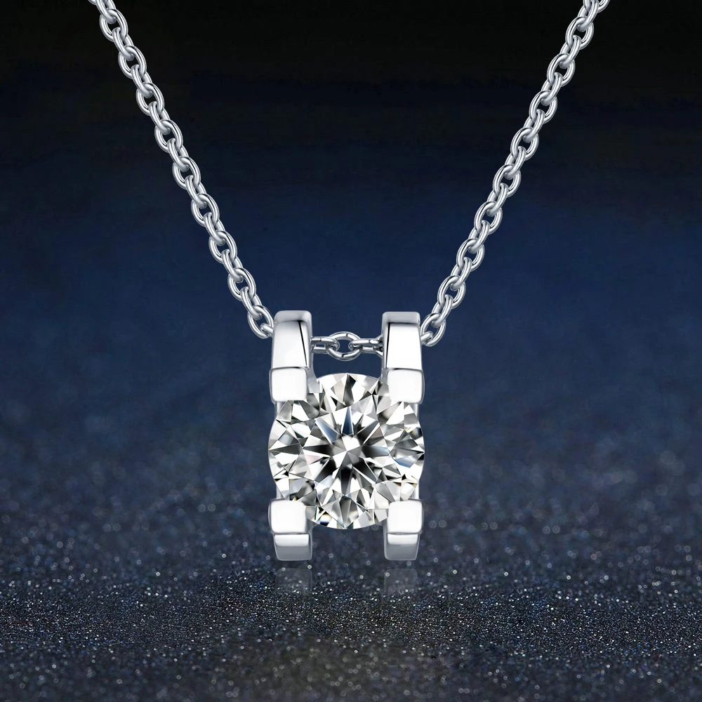 

GRA Certified VVS1 Moissanite Pendant Necklace 925 Sterling Silver Necklace 1 CT Diamond Women's Neck Jewelry - Cherish