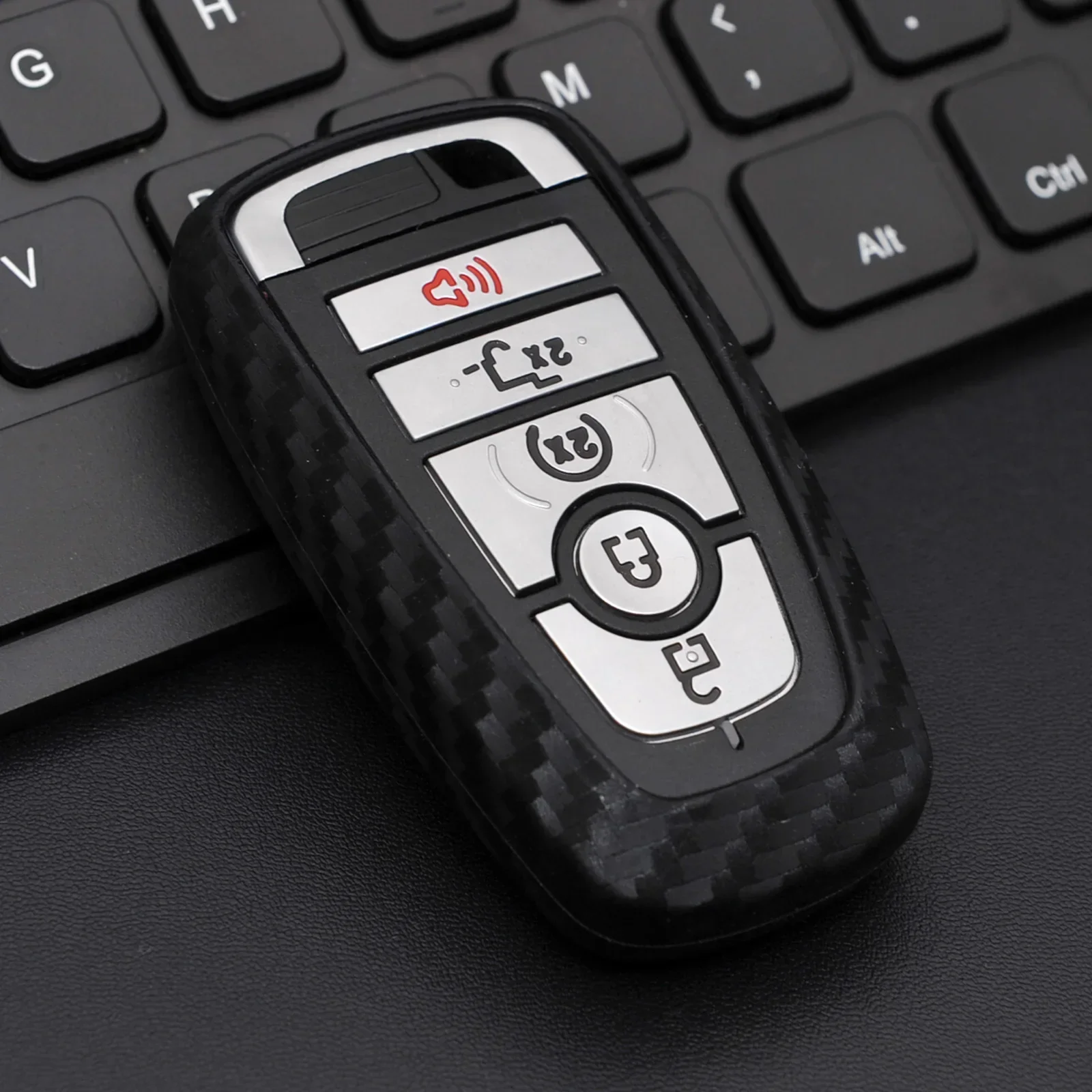 Silicone Carbon Fiber Smart Key Case Cover For Ford Focus Explorer Ranger Bronco Sport Ecosport Edge Escape Maverick F150 F250