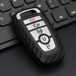 Carbon Fiber Silicone Smart Key Case, Capa para Ford Focus, Explorer, Ranger, Bronco, Esporte, Ecosport, Edge, Escape, Maverick, F150, F250