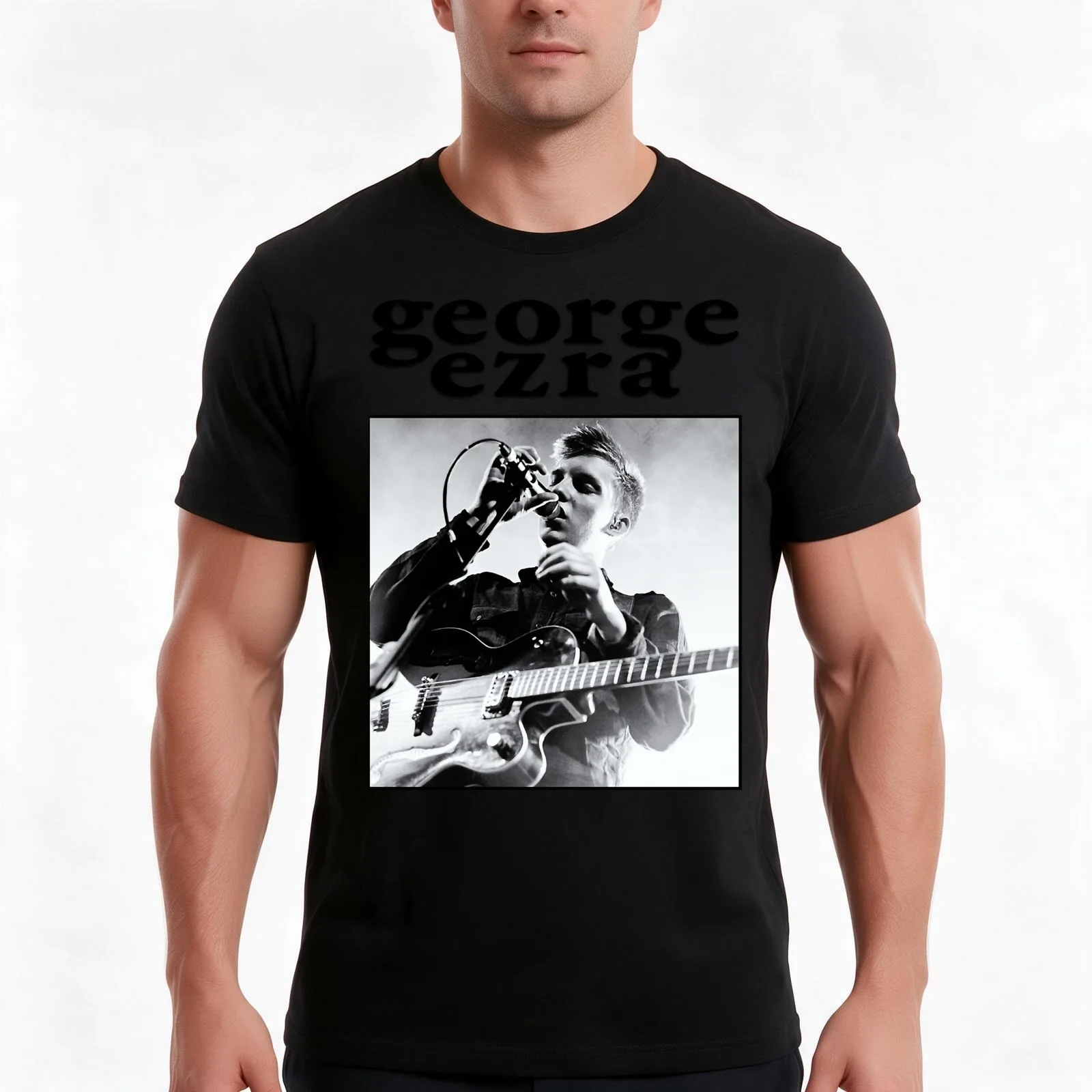 george ezra T-Shirt, Summer Casual Cotton Tee, Oversized Streetwear Tops, Vintage Graphic Print, Loose Fit Short Sleeve
