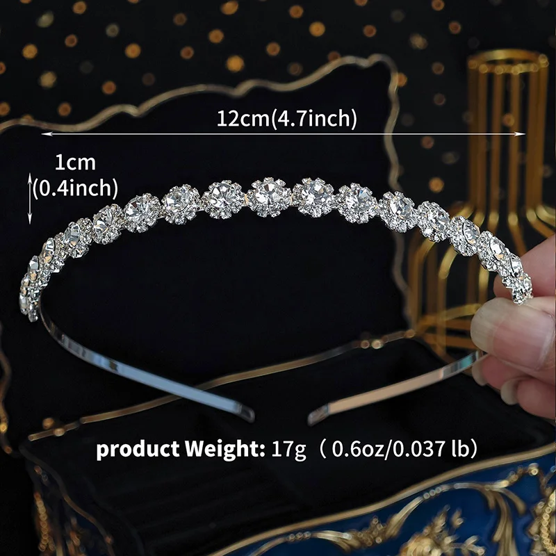 Einfache Kristall Damen Haarbänder Mode Legierung Mori Prinzessin Stirnband Kopfschmuck Party Urlaub Schmuck Haarschmuck Tiara – Detail 1