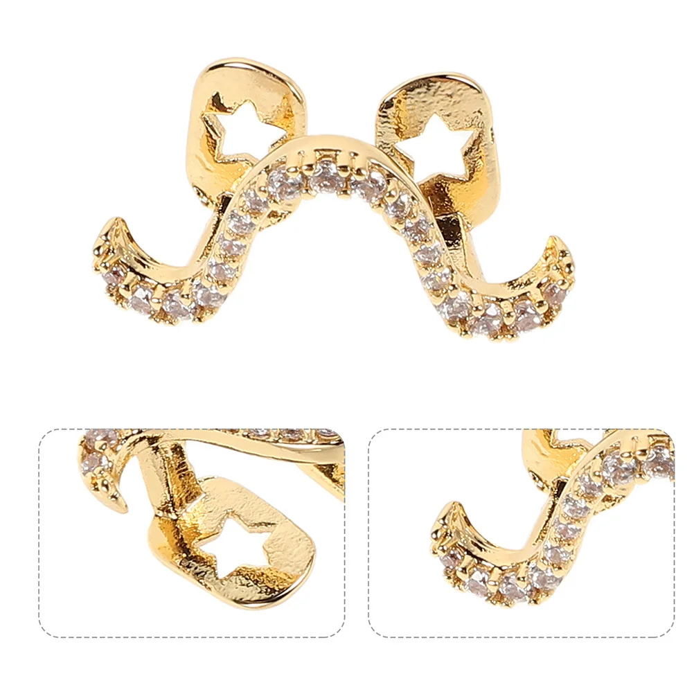 

2Pcs Fake Glossy Tooth Cap Zircon Golden Grills Teeth Jewelry Prom Party Special Occasion Accessories Teeth Jewelry