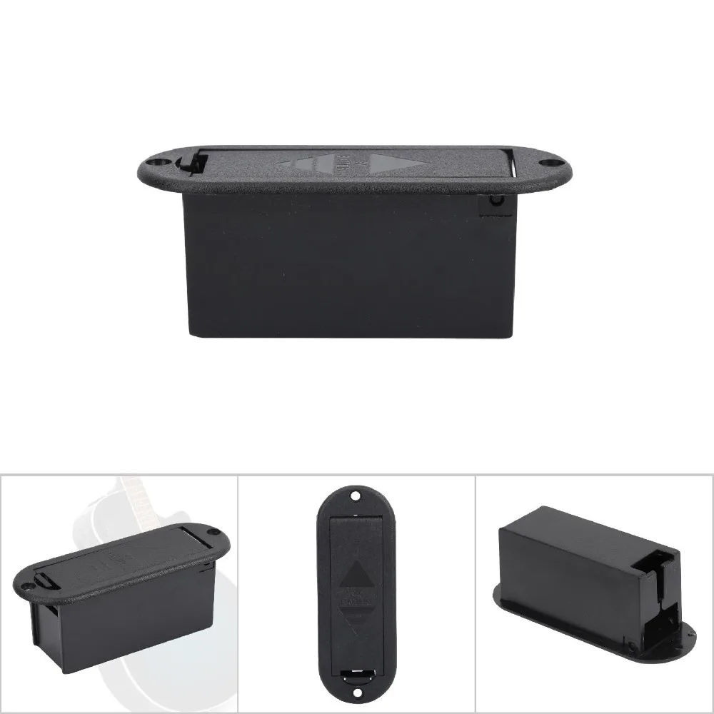 2PCS Durable Black Color Battery Cover Box Plastic Pickup Battery Holder Guitar Battery Case For 9V Battery
