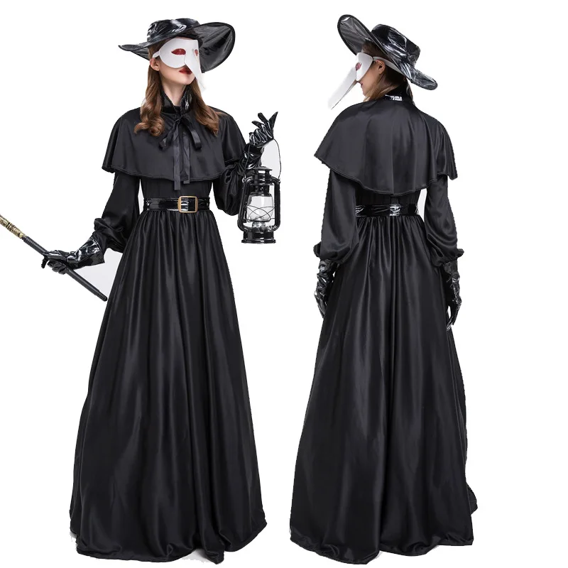 Middeleeuws kostuum voor vrouwen Crow Doctor k Castle Hero Outfit Plague Mouth Performance Cosplay Kleding Halloween Thema