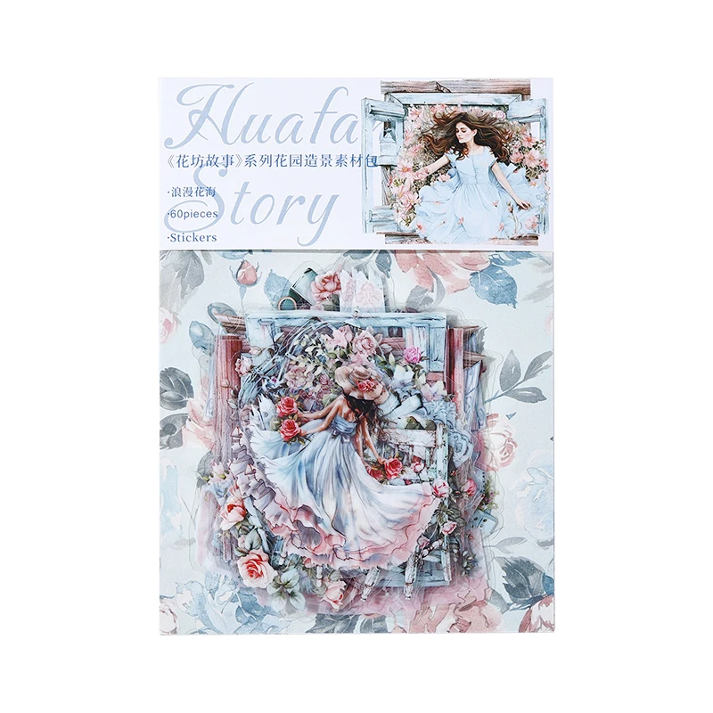 8Packs/Lot Bloem Workshop Story Series Retro Bericht Sticker