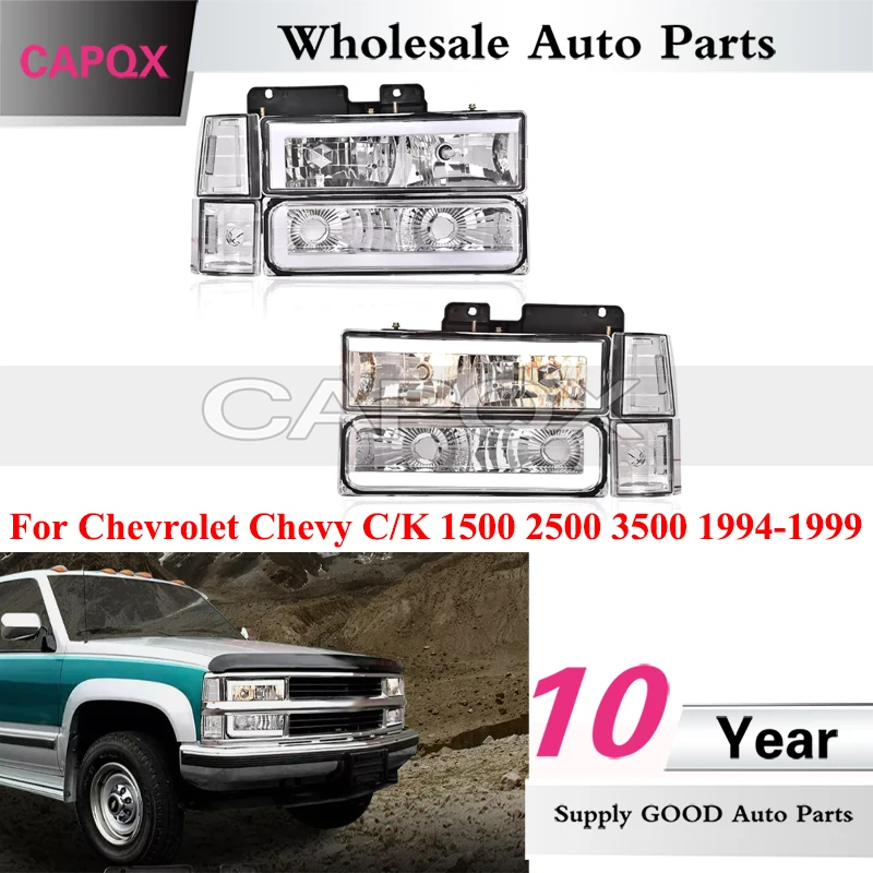 CAPQX para reflektorów przedniego zderzaka do Chevrolet Chevy C/K 1500 2500 3500 1994-1999 Reflektor przedni bez żarówki