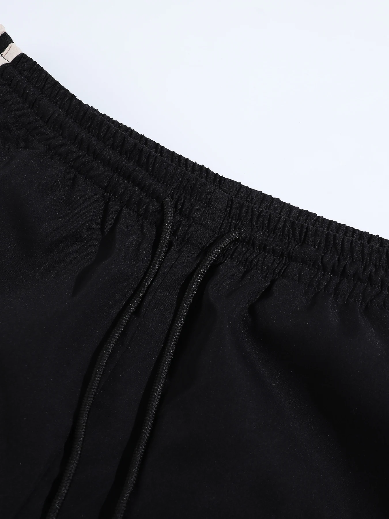 Men's Black Side Double White Stripe Drawstring Wide Leg Sweatpants Summer Loose Straight Casual Pants - Image 4