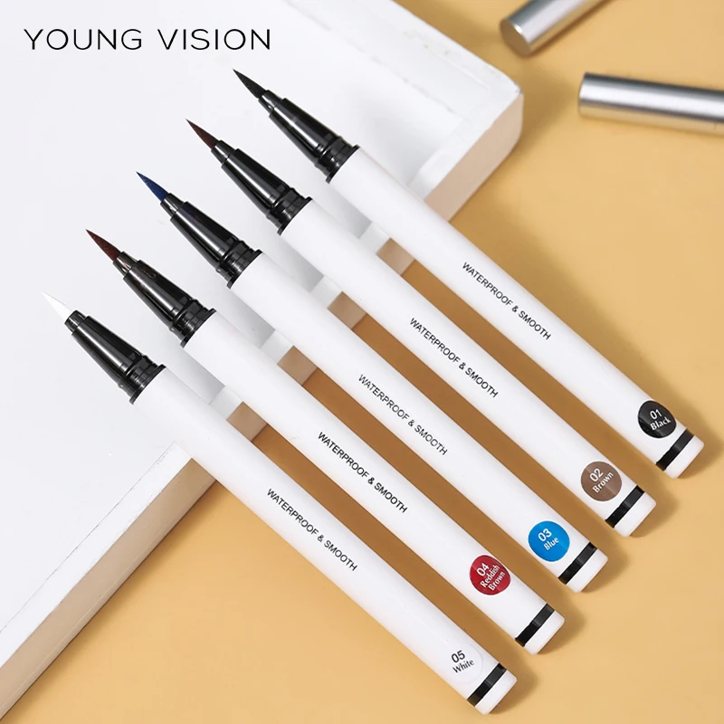 Lápiz delineador de ojos de color resistente al agua de la marca YOUNG VISION, cabezal de esponja, delineador de ojos líquido, secado rápido, 5 colores opcionales