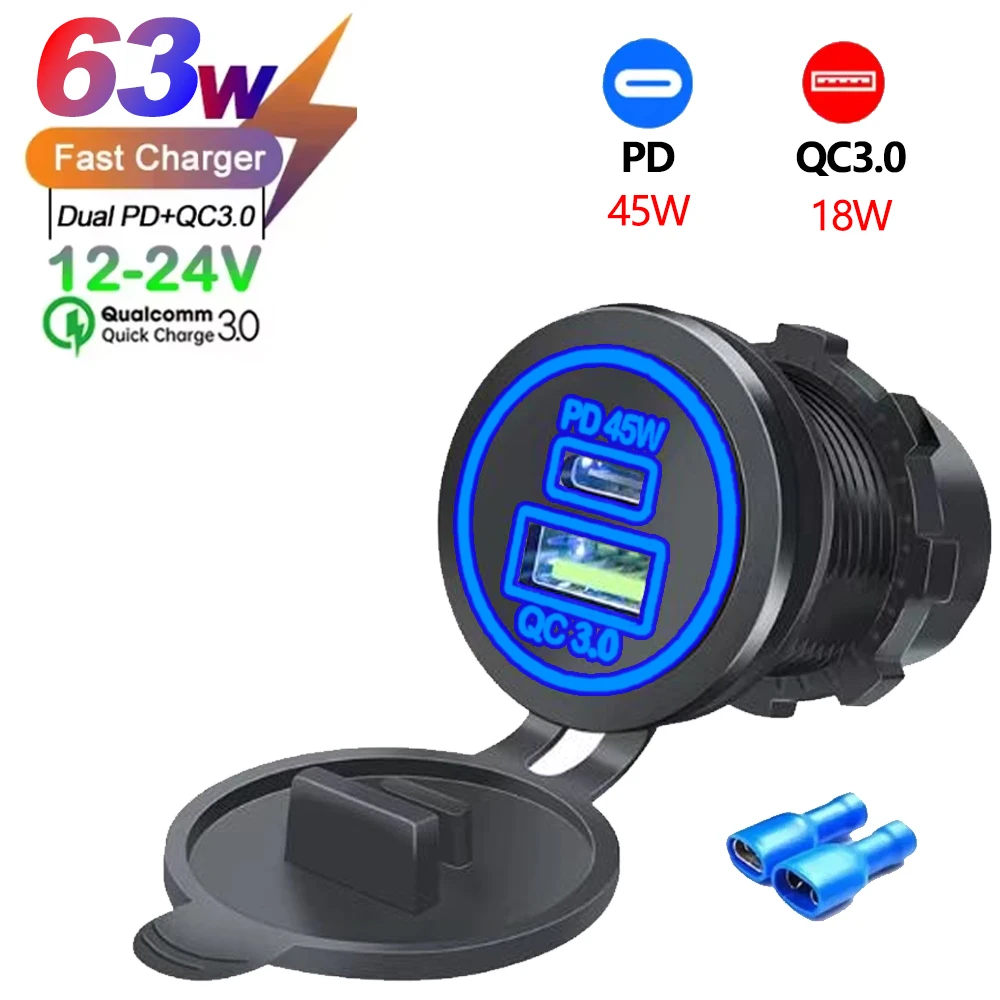 2/3/4 Poort PD QC 3.0 USB Autolader met Voltmeter Socket Stopcontact Adapter Waterdicht voor 12 V/24 V Auto ATV Boot Hot Koop