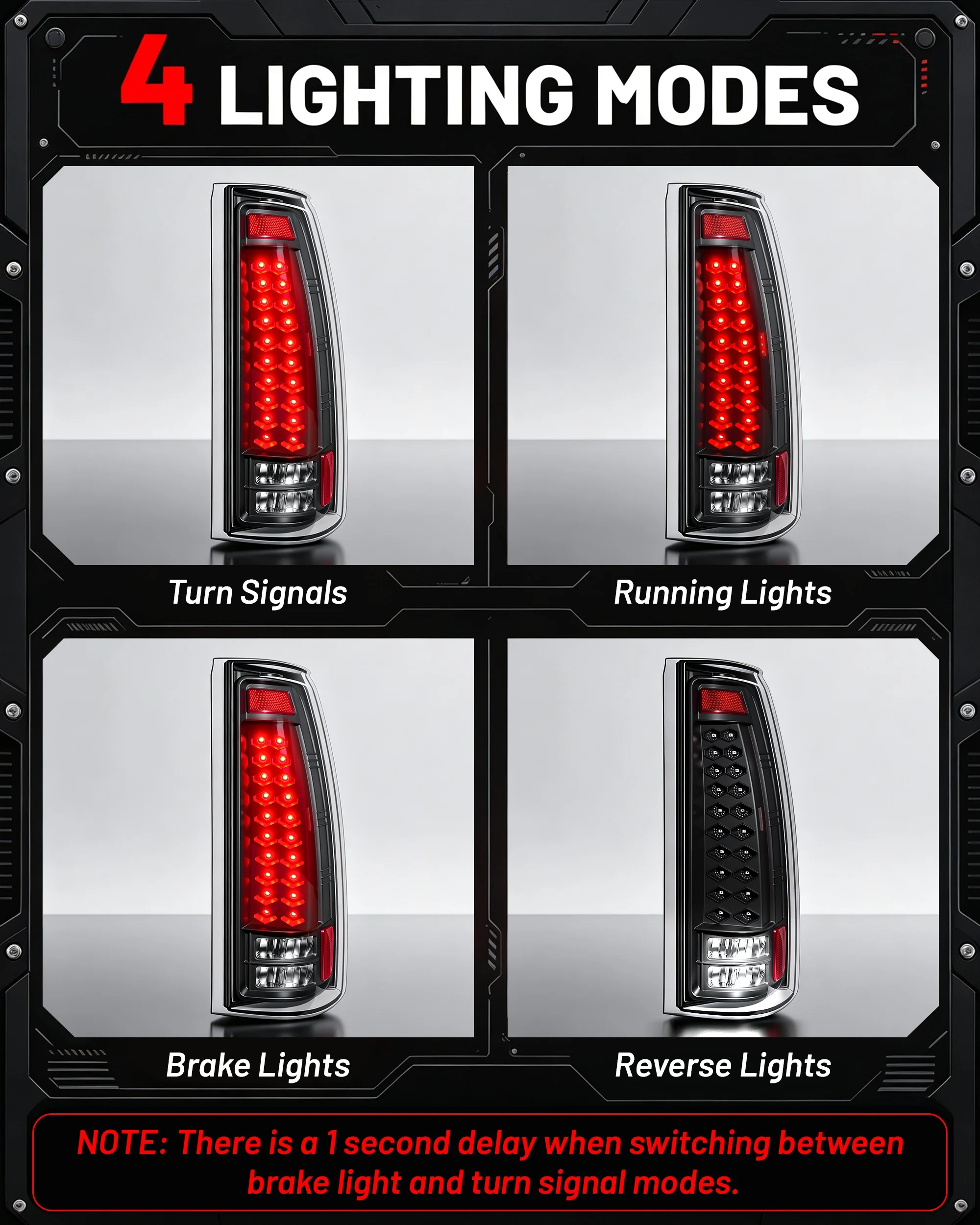 Full LED Tail Lights for 1988-1999 Chevy GMC C K Pickup Truck Silverado Suburban Sierra Tahoe Yukon Turn Signal Light Clear Lens