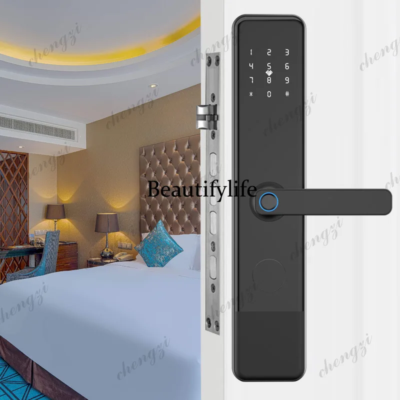 Apartment anti-theft door lock fingerprint password hotel hotel magnetic card induction swipe card