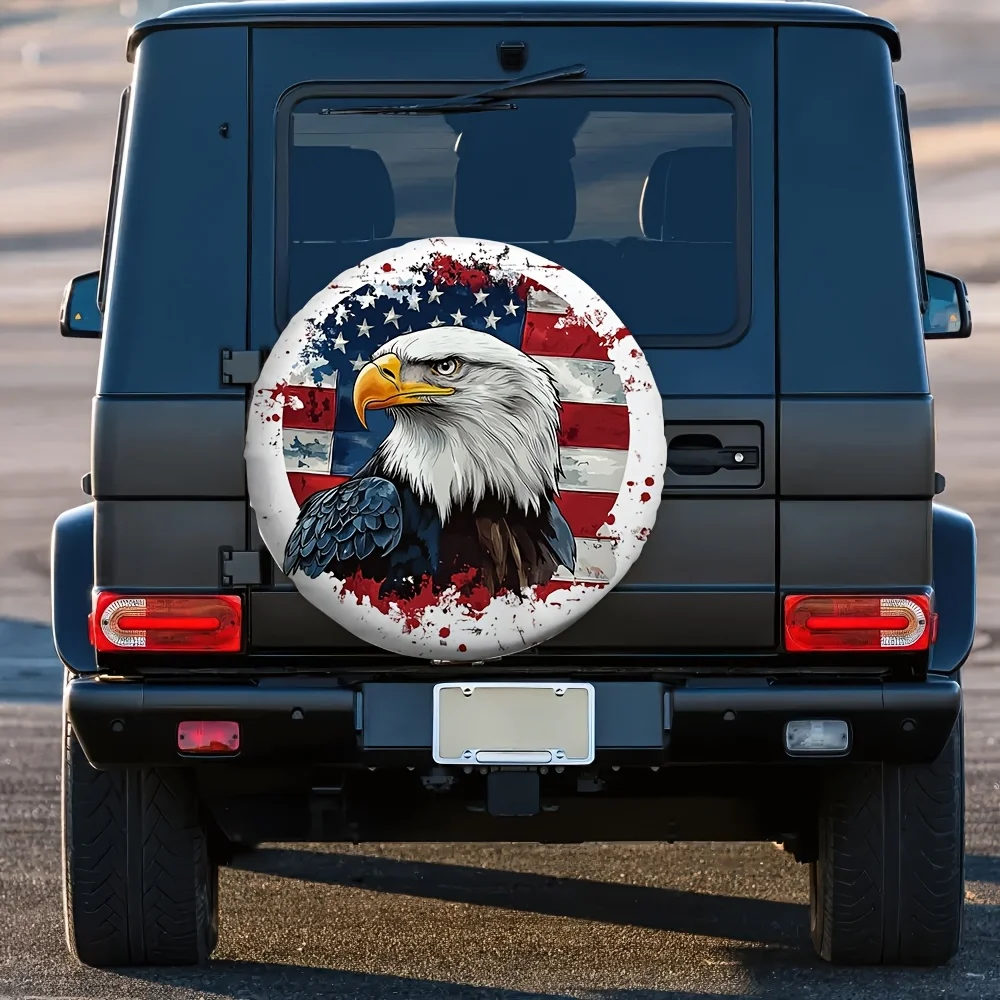 Patriotic Eagle American Flag Spare Tire Cover Outdoor Durable Polyester Waterproof Protector