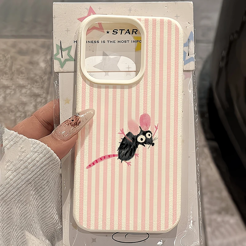 Coque antichoc en TPU avec motif de souris mignonne à rayures blanches pour Xiaomi Poco F7 F6 F5 X7 X6 X5 M6 Pro Xiaomi 15 14 13 15T 14T 13T