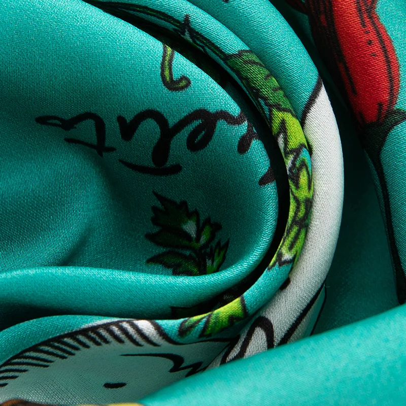 2023 Fashion Runway Designer Summer Women's High Waist Green Vegetable and Fruit Printing Silk Vintage Skirts