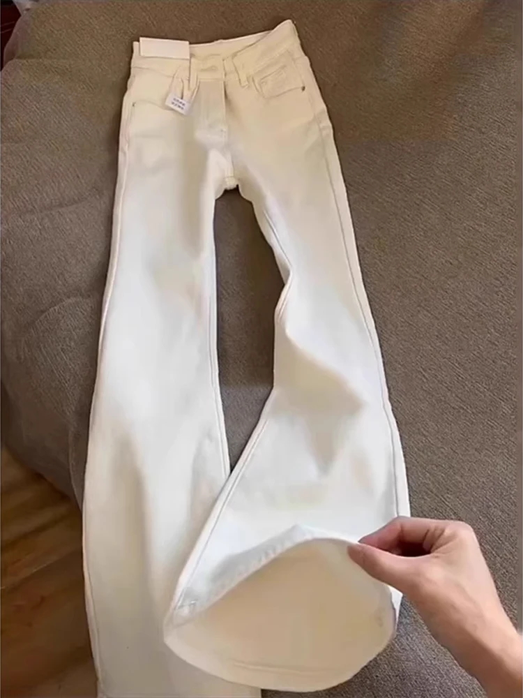 

White High Waist Wide Leg Jeans Men Summer Thin Blade Bootcut Pants American High Street Cleanfit Jeans Loose Straight Tube