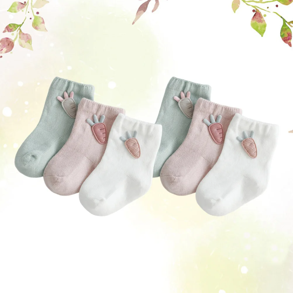 

3Pair Baby Socks Cotton Cartoon Soft Breathable Non-Slip Kids Socks Spring Autumn Newborn Stockings Size Xs 0-6 Months