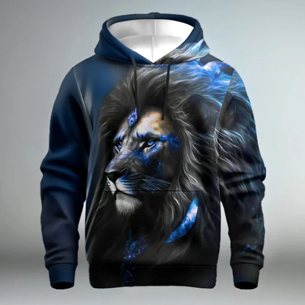 

Fashion Women's Hoodie Sweatshirt Animal Lion 3D Print Round Neck Long Sleeve Hoodie Casual Sweatshirt Men's Clothing