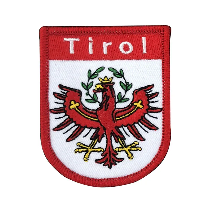 Vintage Embroidery Patch Tirol Tyrol Austria Ski Region Souvenir Woven Sew On Cloth Badge, Tirol Austria Arms Souvenir Patch