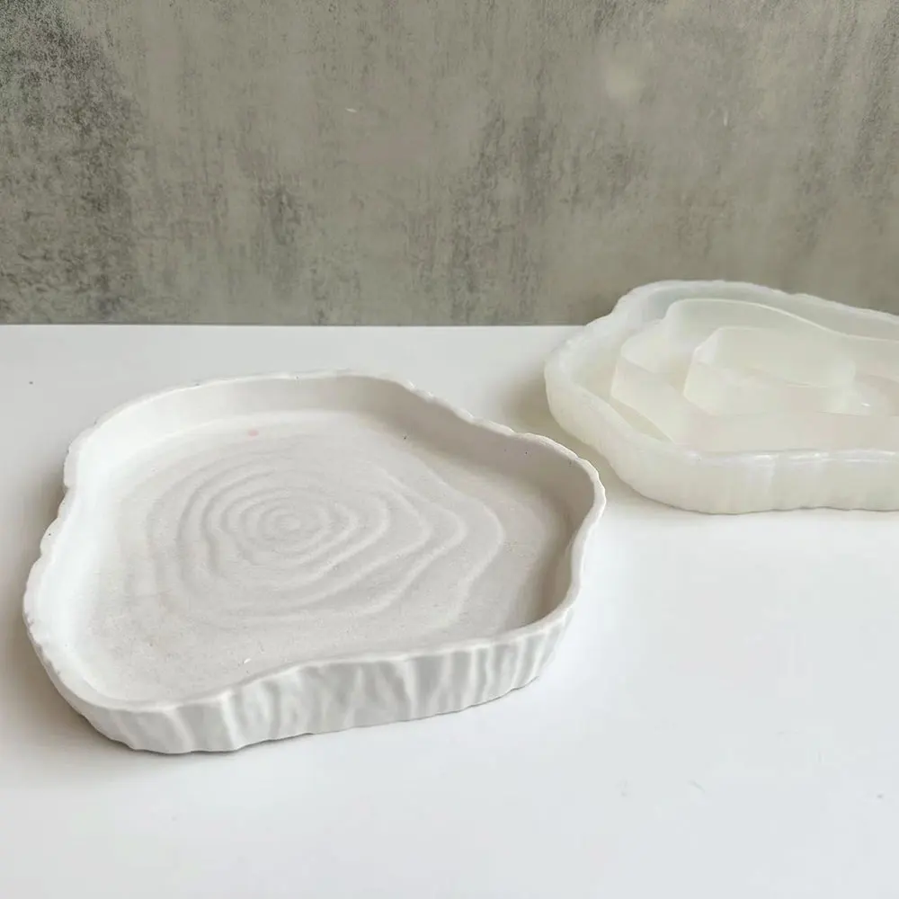 For Fun Wings Love Tray Silicone Mold DIY Tree Stump Dish Concrete Cement Plaster Resin Mold Storage Tray Plate Mould Home Decor