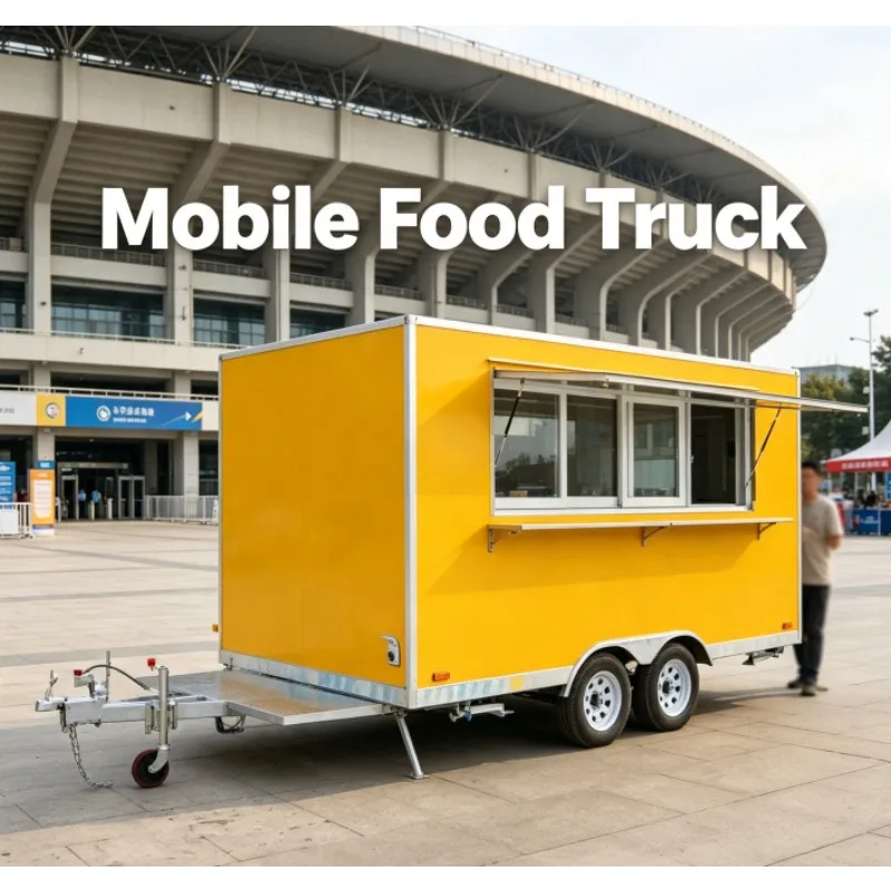 Towable Food Trailer Stainless Steel Mobile Food Cart Custom Vending Truck For Burger Fries Sale Outdoor Event