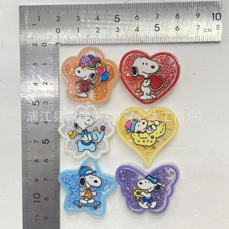 Kawaii Snoopy Shaker Charms Mixed Quicksand Beads Diy Flatback Accessories for Keychain Phone Lanyard Pen Jewelry view 3