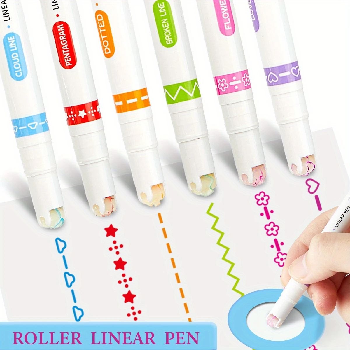 Flower Shape Contour Pen Curve Pen for Journaling, Roller Lace Pen for Handwriting, Special Purpose Drawing Pen