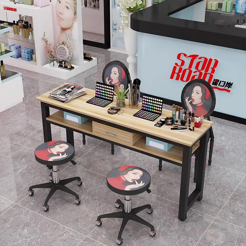 Mesa maquiagem retro com lรขmpada LED, Manicure Moves, Nail Mรณveis, Manicure Salon, coletor de poeira profissional, Nails Designer