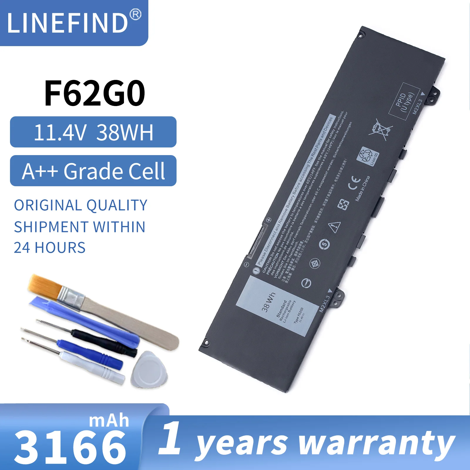 F62G0 Battery for Dell Inspiron 13 7000 7373 7386 2-in-1 7370 7380 P83G P83G002 P91G001 P87G001 Vostro 13 5370 Series 39DY5