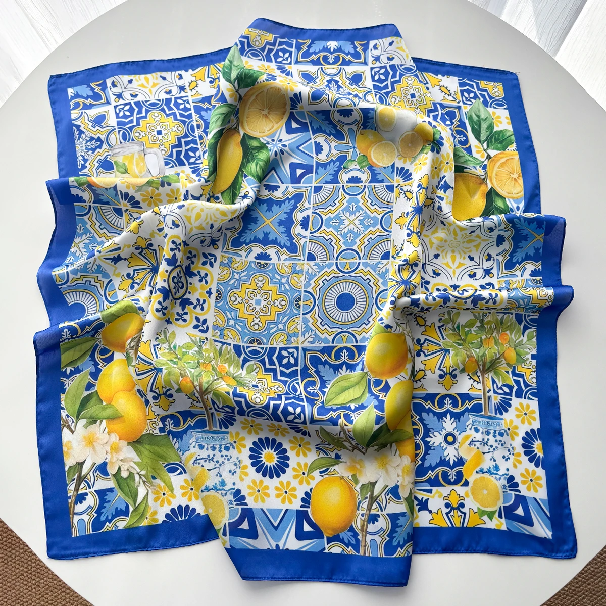 Luxury Floral Square Scarf Soft Satin Imitation Silk Scarves For Women Bandanas Elegant Hijab Neckerchief Printed Shawl Wraps view 5