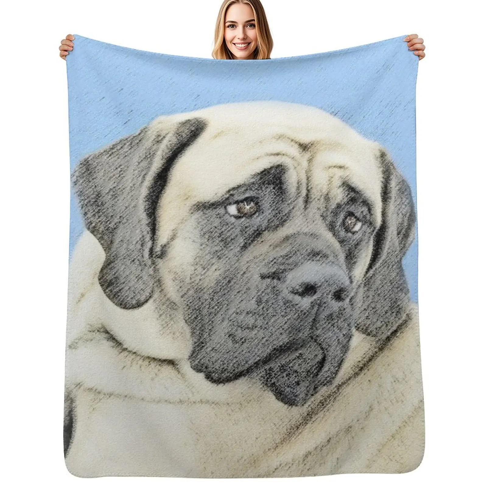 

English Mastiff (Fawn) Throw Blanket Warm Throw Blanket Gift for Anniversary