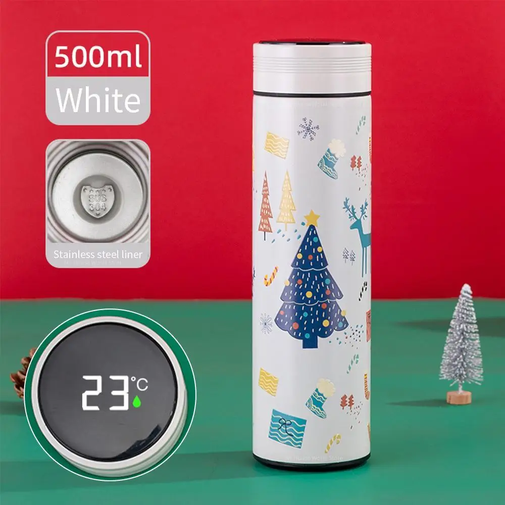 

500ML Stainless Steel Thermos Cup Smart Digital Temperature Display Vacuum Cup Sealed Leak-proof Water Bottle Christmas Gifts