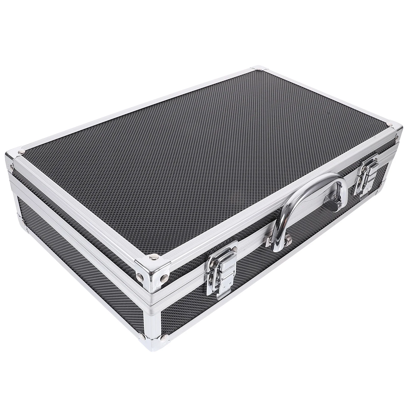

Microphone Box Handheld Wireless Sturdy Black Aluminum Protective Case Suitcase Storage Audio Equipment Portable Durable