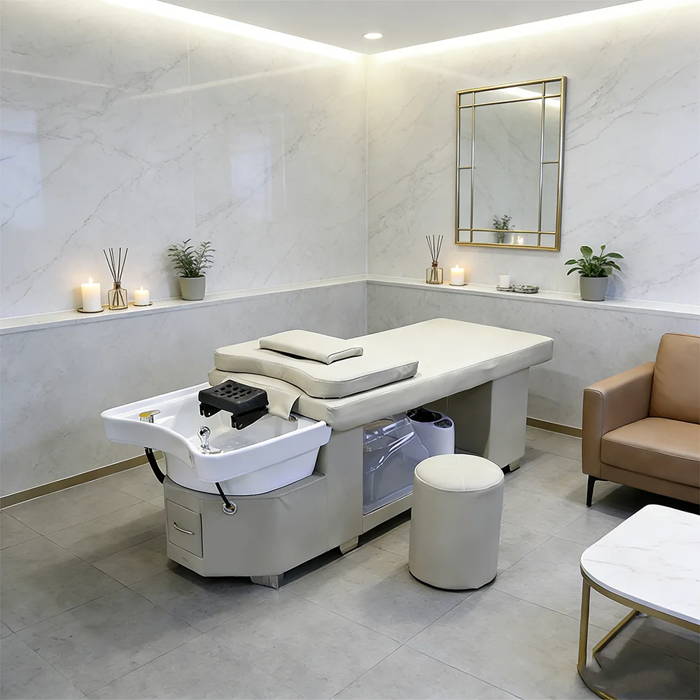 

Массажный стол-кушетка с функцией паровой обработки головы, для мытья волос, коммерческого использования, эргономичный, устойчивый, для салонов красоты и спа-центров