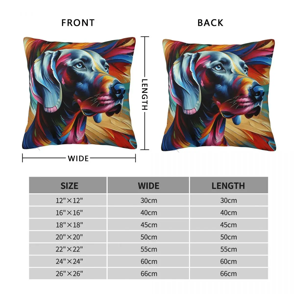 Weimaraner Dog Portrait Square Pillowcase Polyester Linen Velvet Creative Zip Decorative Car Cushion Case