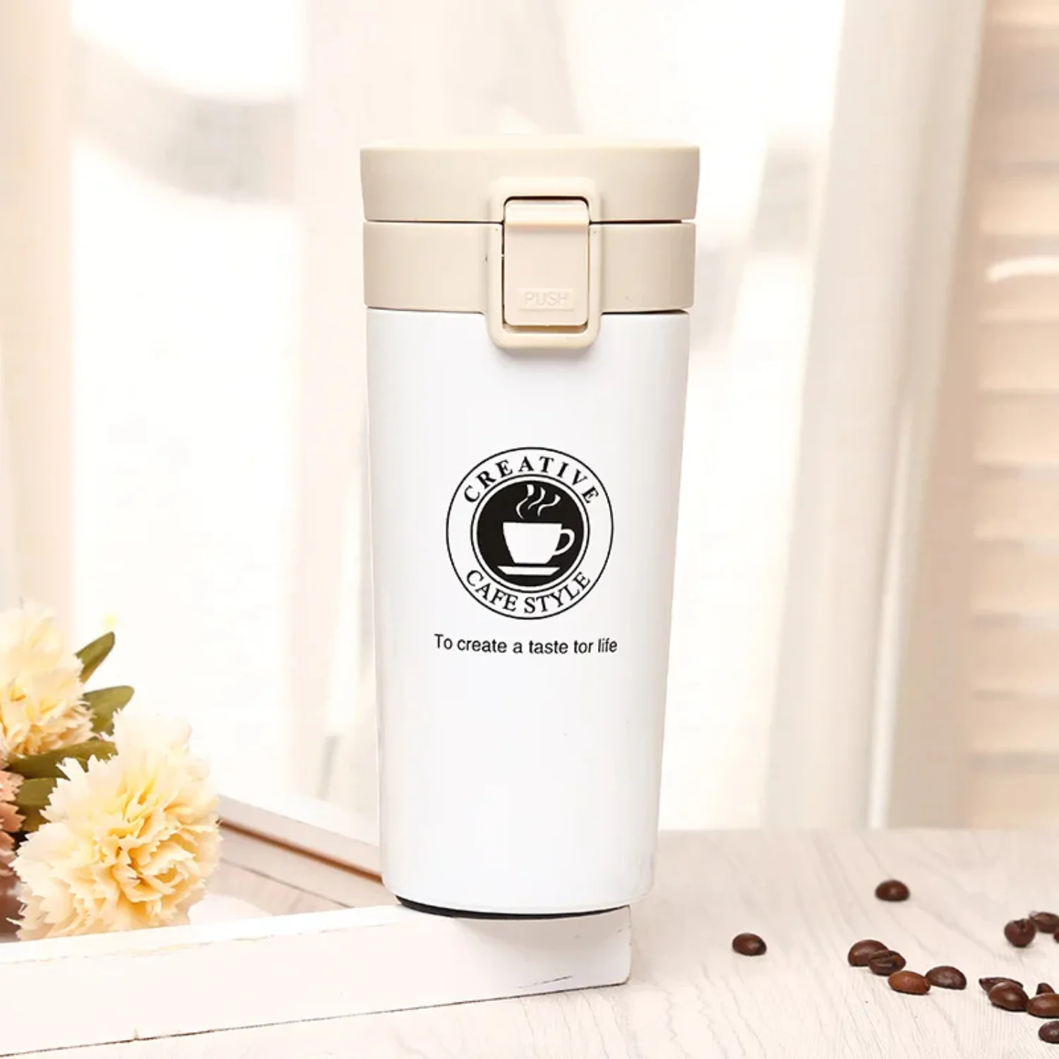 새로운 패션 자동차 워터 컵 스테인레스 스틸 보온병 물병 진공 자동차 스테인레스 스틸 여행 머그잔 커피 보온병