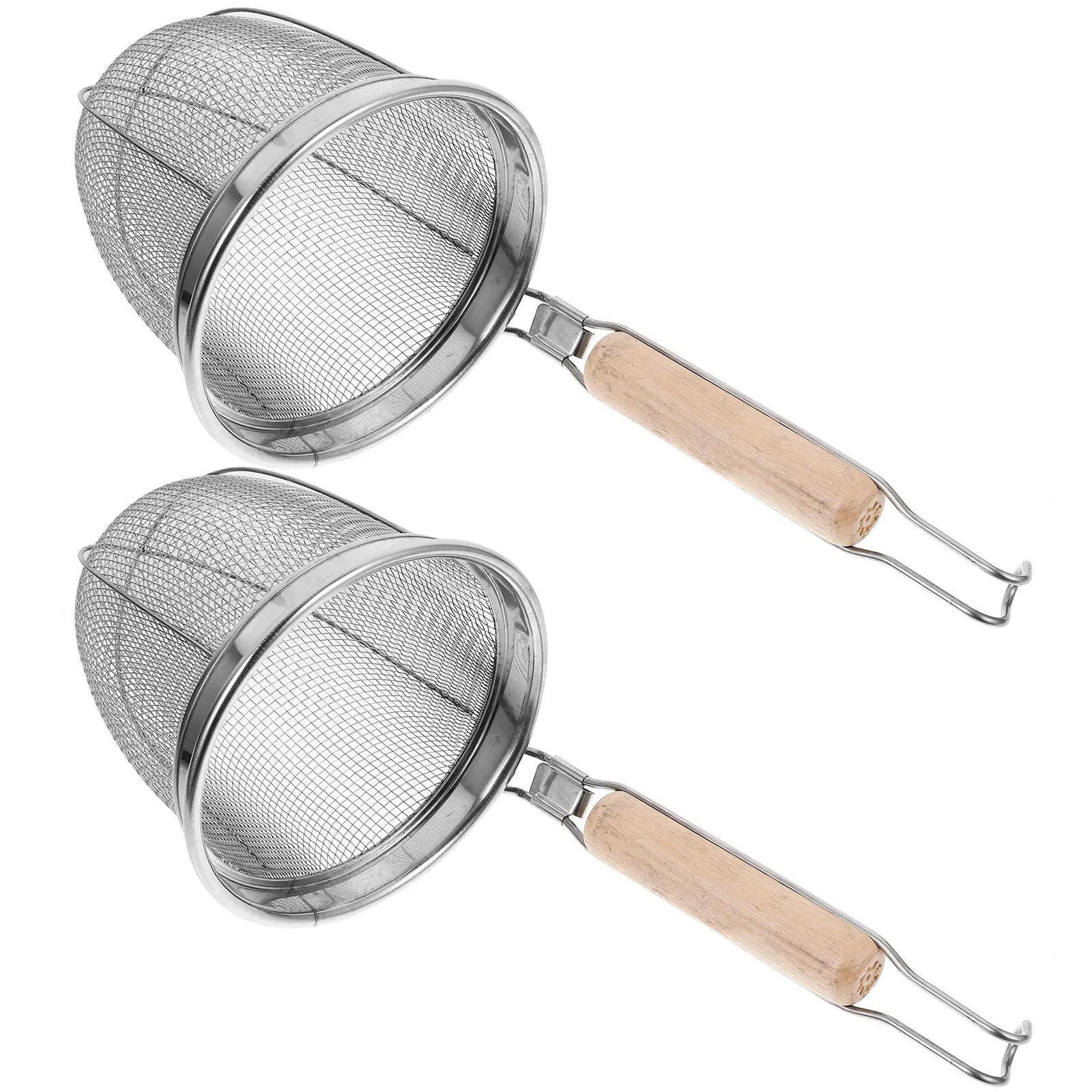 

2pcs Stainless Steel Mesh Strainer Basket For Kitchen Noodle Colander Oil Filter Tool Long Handle Cookware Gadget For